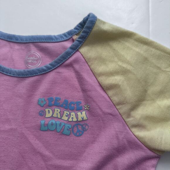 Wonder Nation Girls Pastel Color Block Pajama Set - M (7/8) - Picture 4 of 8